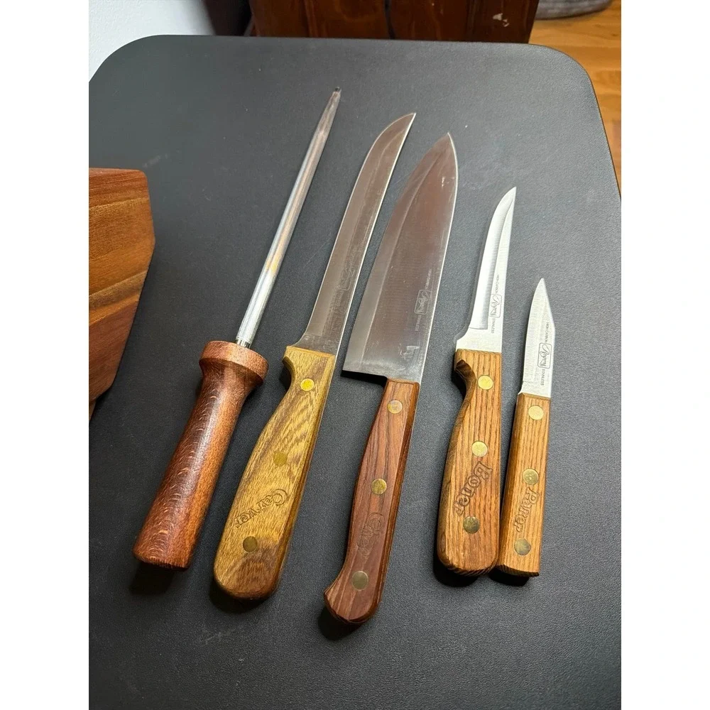 Vintage Rogers Knives and Block 5 Piece‎